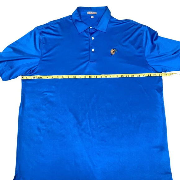 Peter Millar Summer Comfort Golf Polo, Size‎ XL, Blue w Native American Logo - Picture 6 of 10